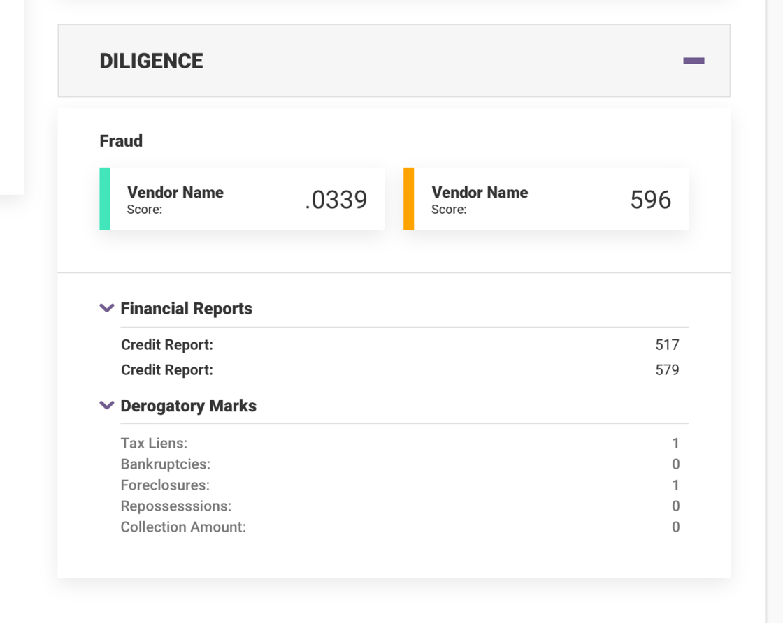 Diligence panel design update