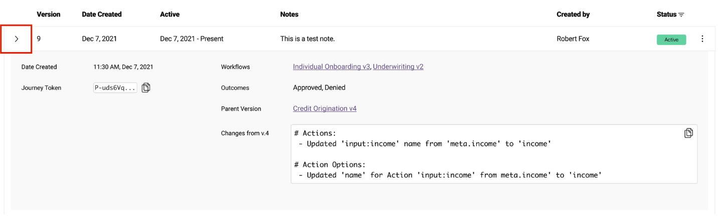 Journey Version Management Expanded Details
