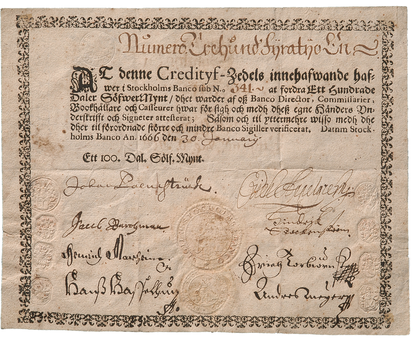 Kreditivsedel 1661