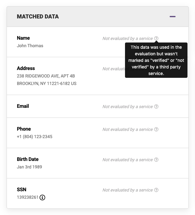 Matched data screenshot 2