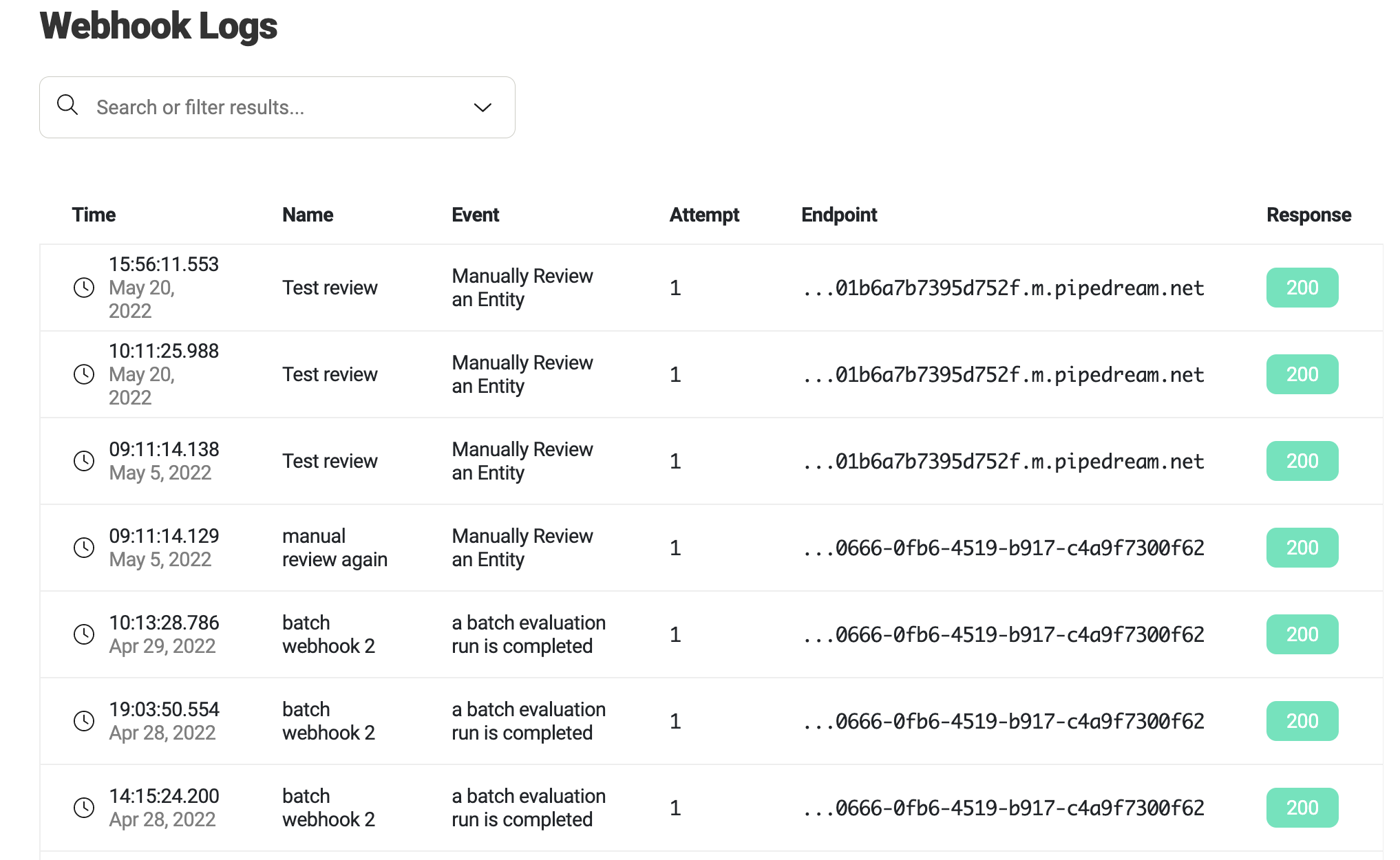 Webhook Logs